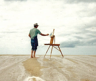 Joe Baker painting on location